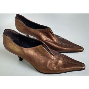 Genuine Leather Donald J Pliner Lyndie Distress Metallic Bronze Booties